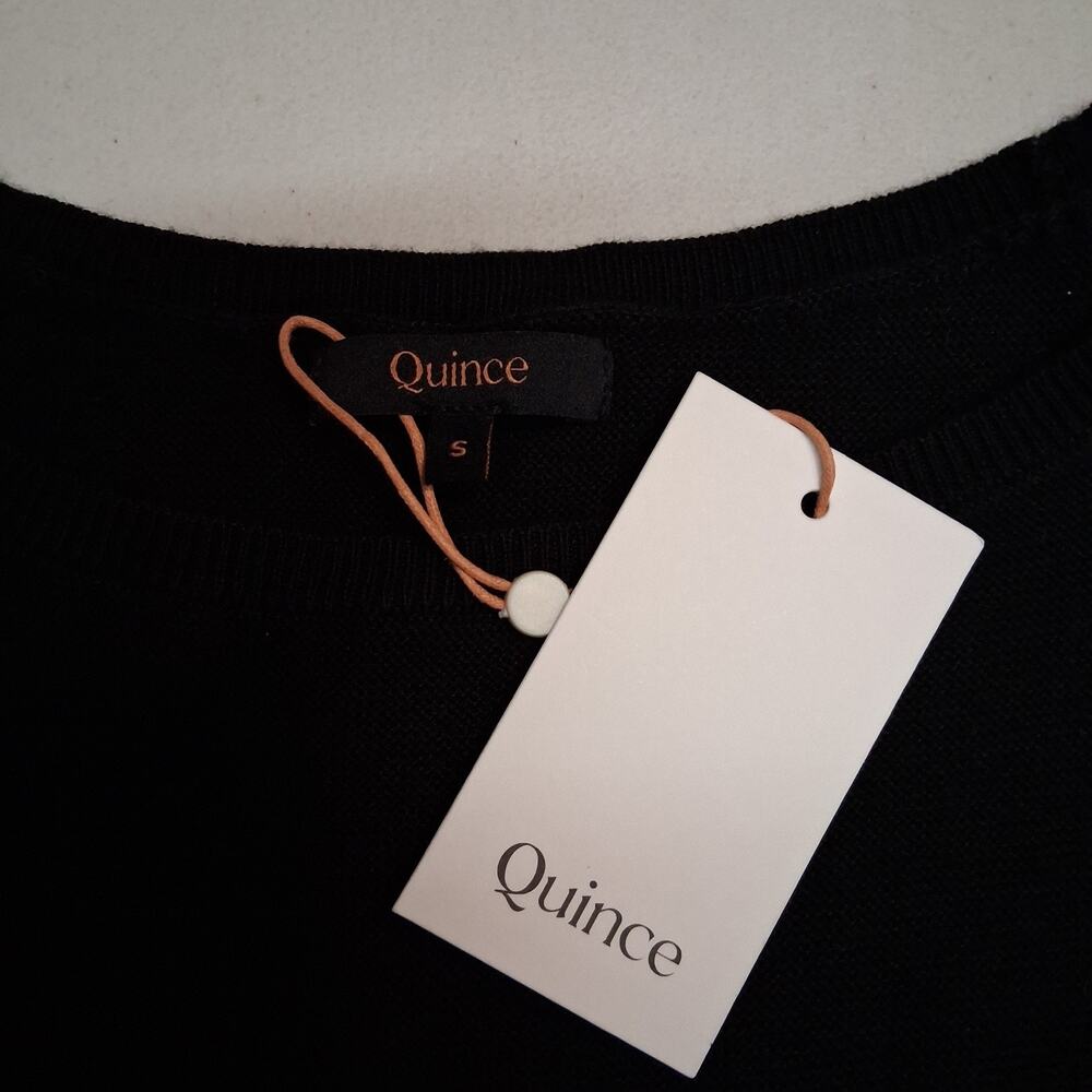 Quince Lightweight Cotton Cashmere Blend Link-Stitch Dolman Sweater Black Small - Picture 3 of 7